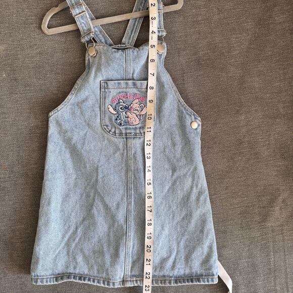 Disney Stitch and Angel Denim Jean Overall Dress Girl's 4/5 Year Y2K Style - Picture 6 of 7
